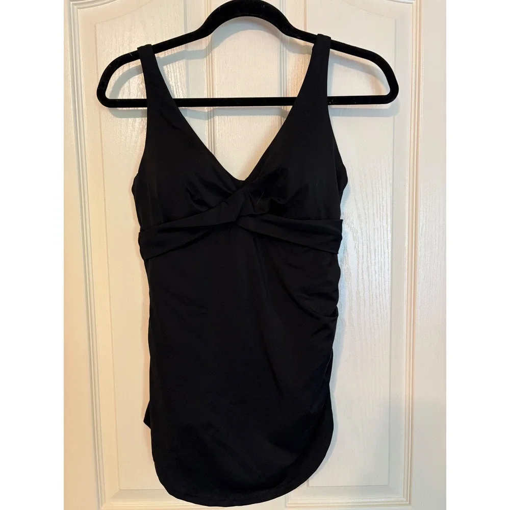 Kim Gravel x Swimsuits For All Black Ruched One Piece Swimsuit Size 8 NEW